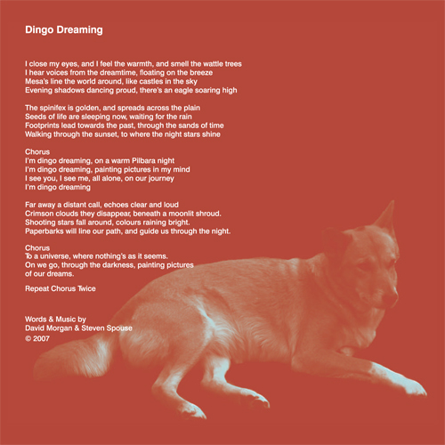 Dingo Dreaming lyric sheet
