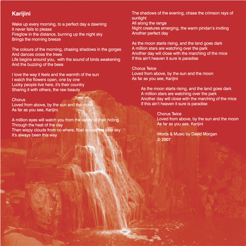 Karijini lyric sheet