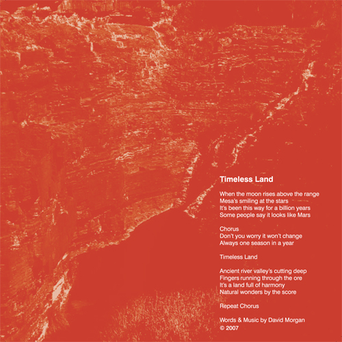 Timeless Land lyric sheet